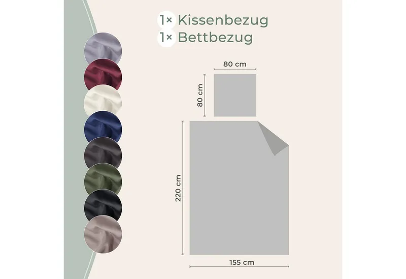 Laynenburg Bettwäsche Eukalyptus aus 100% Tencel Lyocell ab Gr. 135x200, kühlende, atmungsaktive Sommer-Bettwäsche mit Reißverschluss, Beige, – Produktbild 3 von 5