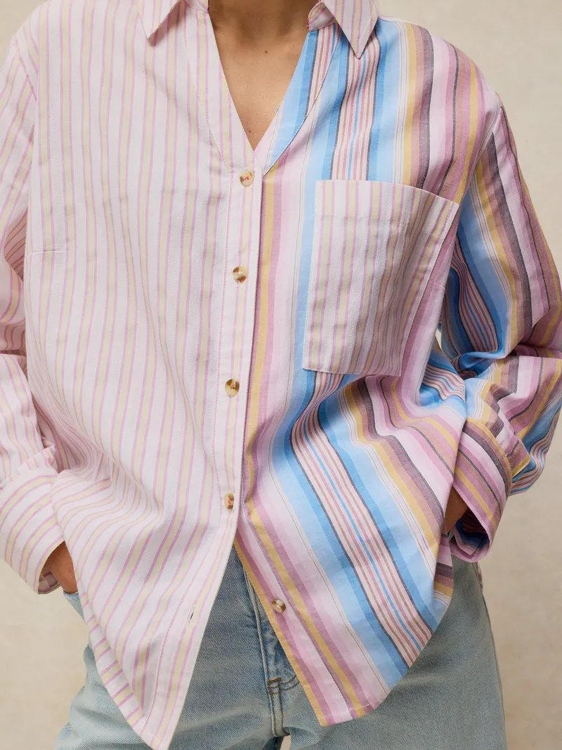 White Stuff Bluse Saffie mit Streifenmix - 50/R, Rosa multi, – Produktbild 3 von 4