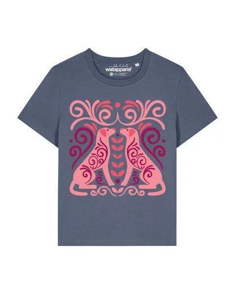 watapparel watapparel T-Shirt Frauen Hundeliebe, Blue grey, – Produktbild 1 von 2