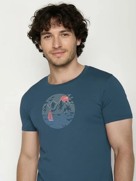 GreenBomb GREENBOMB Sail Circle Guide - Sportliches T-Shirt aus Bio-Baumwolle / hochwertiger Print / GOTS / Fair & Vegan, Blau (blue pine), – Produktbild 2 von 4