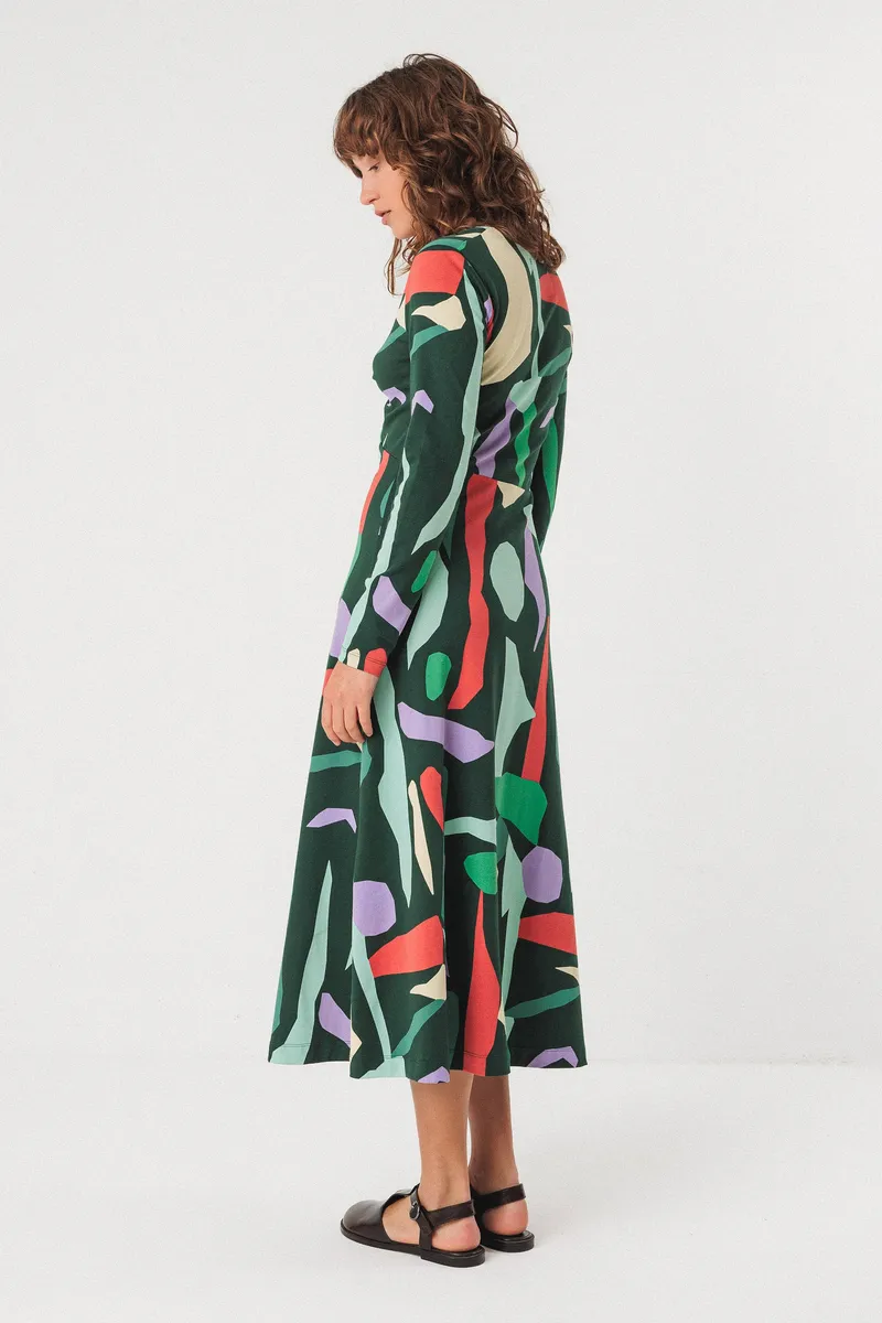 SKFK SKFK Damen vegan Kleid Irantzu Mehrfarbig, Dunkelgrün, – Produktbild 2 von 2