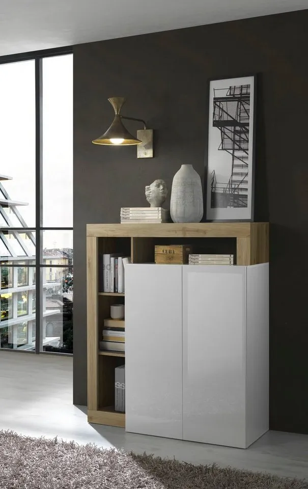 Home affaire Highboard Hamburg, Breite 108 cm, Weiß, – Produktbild 3 von 9
