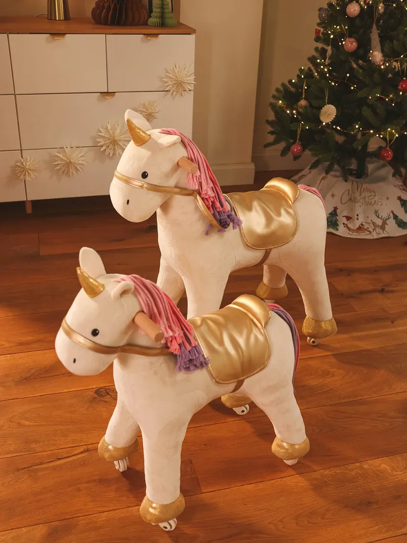 Vertbaudet Vertbaudet Kinder Reitpferd oder Einhorn auf Rollen, Großes einhorn weiß, – Produktbild 3 von 4