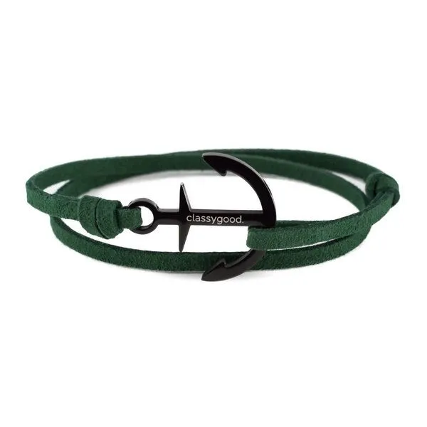 Classygood. Classygood. Anker Armband Edelstahl Alcantara-Leder Band, Grün, – Produktbild 1 von 4