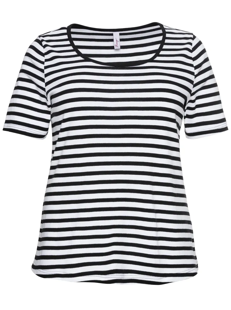 sheego Streifenshirt, Schwarz-weiß, – Produktbild 1 von 2