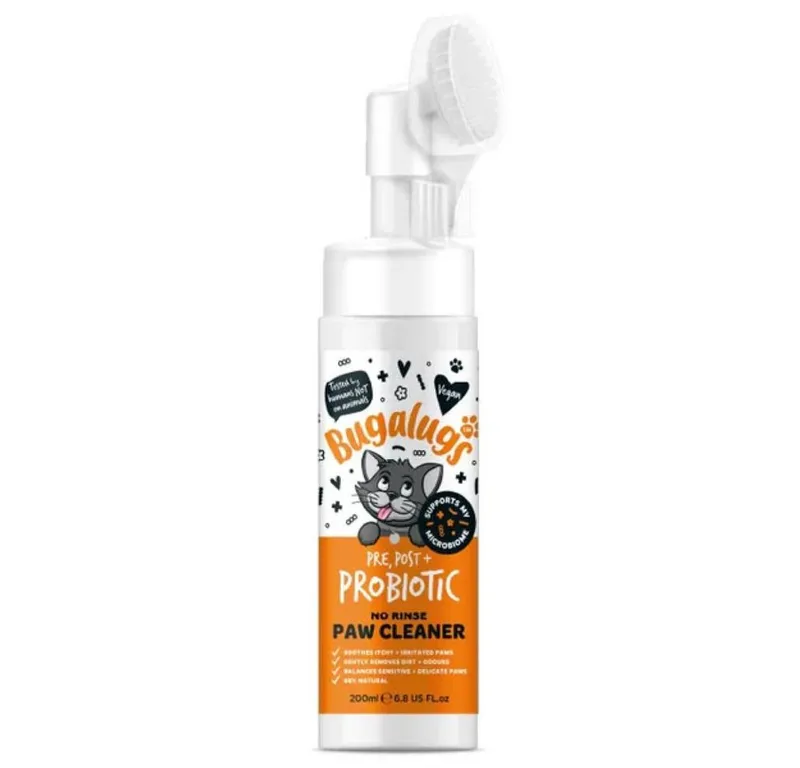 Bugalugs Bugalugs Pfotenpflege Bugalugs Pfotenreiniger für Katzen 200 ml – No-Rinse Reinigungsschaum, 200 ml, (1-St), ph neutral, Pfotenpflege, Vegan, für unterwegs, Weiß, – Produktbild 1 von 5