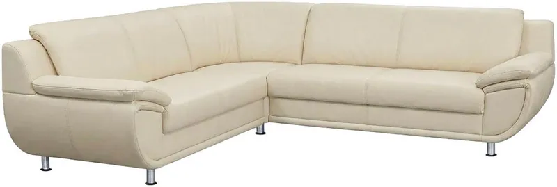 TRENDMANUFAKTUR Ecksofa Rondo 267 cm, elegant, bequem, Breite, L-Form, Chromfüße, L-Form, wahlw.mit Federkern, Füße chromfarben, Unser Dauertiefpreis, Beige, – Produktbild 4 von 5
