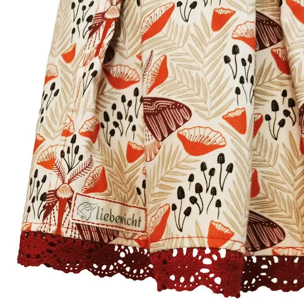 liebewicht liebewicht Faltenrock Rock bunt gemustert für Mädchen aus Biobaumwolle, Bunt rot, – Produktbild 5 von 6