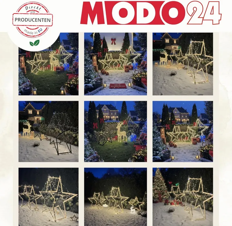Modo24 Dekostern DIY MODOSTAR Weihnachtsstern Set aus FSC Holz 2D und 3D in 3 Breiten, zum Garten & Terrasse, wetterfest, faltbar & stabil, Weihnachtsdeko, Schwarz, – Produktbild 4 von 6