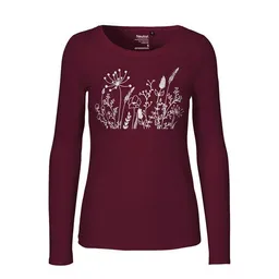 HANDGEDRUCKT HANDGEDRUCKT "Wilde Wiese" Frauen Longsleeve aus reiner Biobaumwolle (kbA) – Produktbild 1 von 1