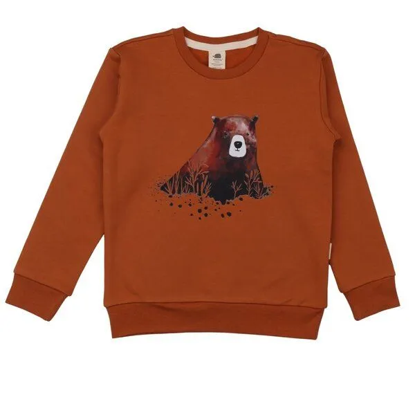 Walkiddy Kinder Sweatshirt GOTS-zertifiziert aus Bio-Baumwolle, braun mit Tiermotiv, langarm – Walkiddy, weich & hautfreundlich für Alltag und Kindergarten, Braun, – Produktbild 1 von 3