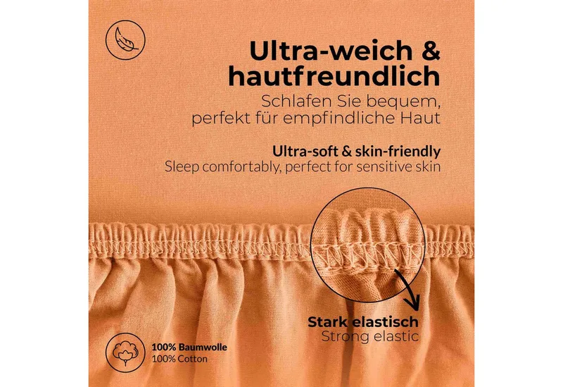 etérea Himmlische Qualität Spannbettlaken etérea Comfort Jersey Spannbettlaken, Jersey, Gummizug: rundum, (1 Stück), Gelb, – Produktbild 4 von 5