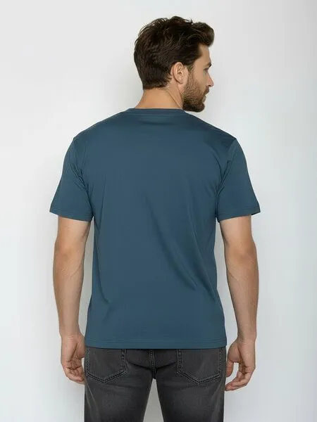 GreenBomb GREENBOMB Knut 2 Fusion - Lässiges Oversize-T-Shirt aus Bio-Baumwolle / hochwertiger Print / GOTS / Fair & Vegan, Blau (blue pine), – Produktbild 4 von 4