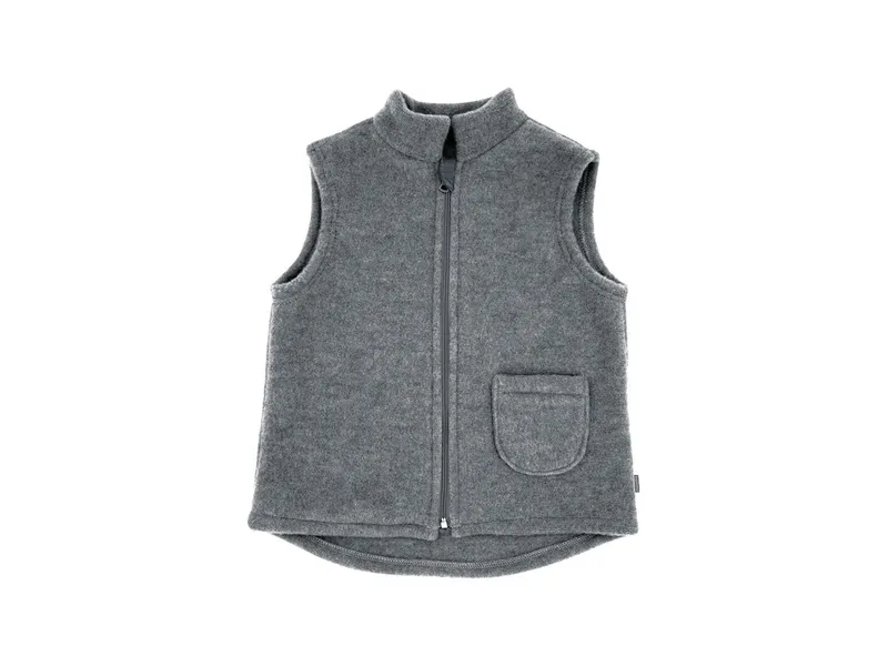 Maximo Kinder Weste Bio-Schurwolle Fleece mittelgrau-meliert Gr. 110/116, Grau, – Produktbild 1 von 1