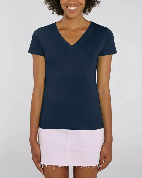 Human Family Human Family Bio Damen T-Shirt mit V-Ausschnitt "Evolution - Geo Questionmark", Navy, – Produktbild 2 von 3