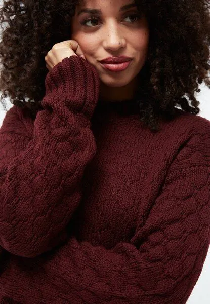 Givn Berlin Givn Berlin Stricksweater GBJUSTINE aus Bio-Merinowolle mit Bubbleknit, Burgundy, – Produktbild 4 von 4