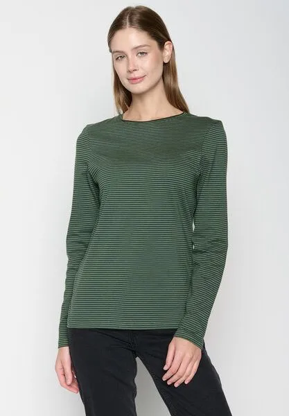 GreenBomb GREENBOMB Basic Yummy - Sportliches Longsleeve aus Bio-Baumwolle / GOTS / Fair & Vegan, Grün (forest stripes), – Produktbild 1 von 4