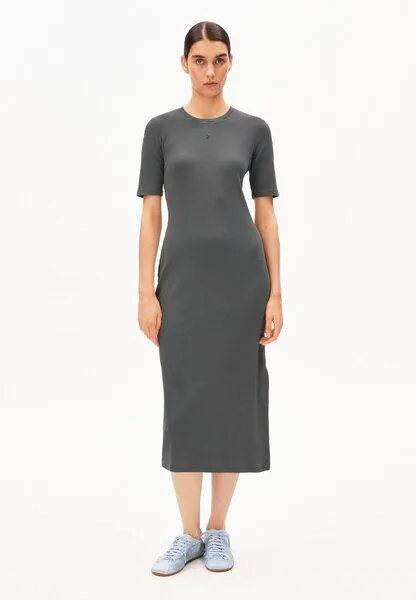 ARMEDANGELS ARMEDANGELS SEHAARAA GMT DYE Damen Ripp-Jerseykleid aus Bio-Baumwoll Mix, Space steel, – Produktbild 4 von 4