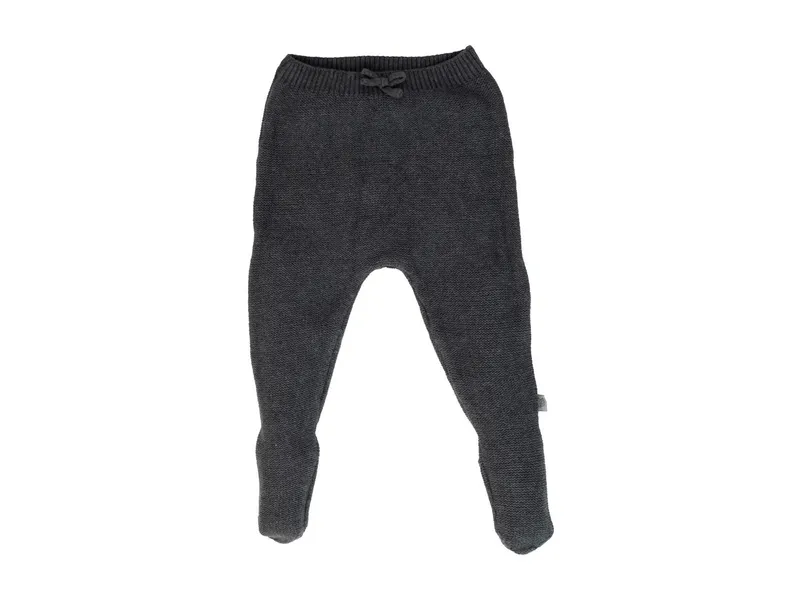HANS NATUR Baby Hose mit Füßchen Bio-Baumwolle Strick dunkelgrau melange Gr.62/68, Grau, – Produktbild 1 von 2