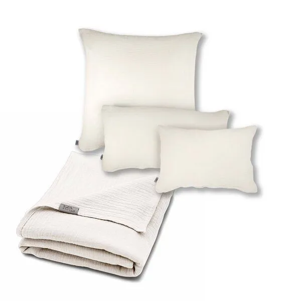 Hutch&Putch Hutch&Putch Musselin-Sommerbundle für warme Nächte (Sommerdecke 200x135 + Kopfkissenbezug nach Wahl) aus 100% Bio-Baumwolle - Handmade in Germany, Off-white, – Produktbild 1 von 2