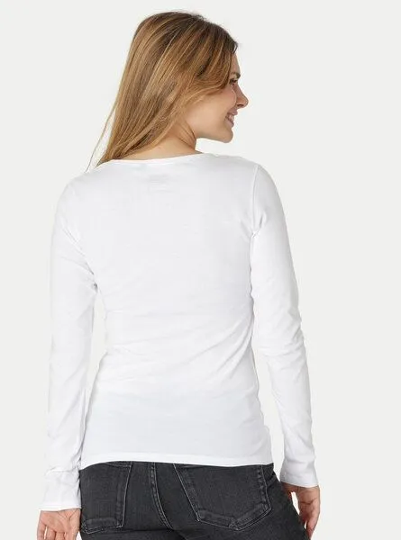 Peaces.bio - handbedruckte Biomode Peaces.bio - handbedruckte Biomode Bio-Damen-Langarmshirt Sperber, Rot, – Produktbild 1 von 3