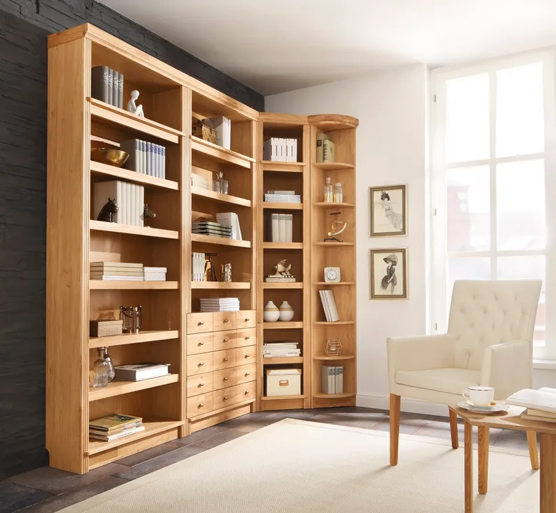 OTTO home Eckregal Soeren mit Eiche-Elementen, Regal Höhe 220 cm, FSC®-zertifiziert, passend für Regale Soeren mit einer Tiefe von 29 cm, Braun, – Produktbild 1 von 5