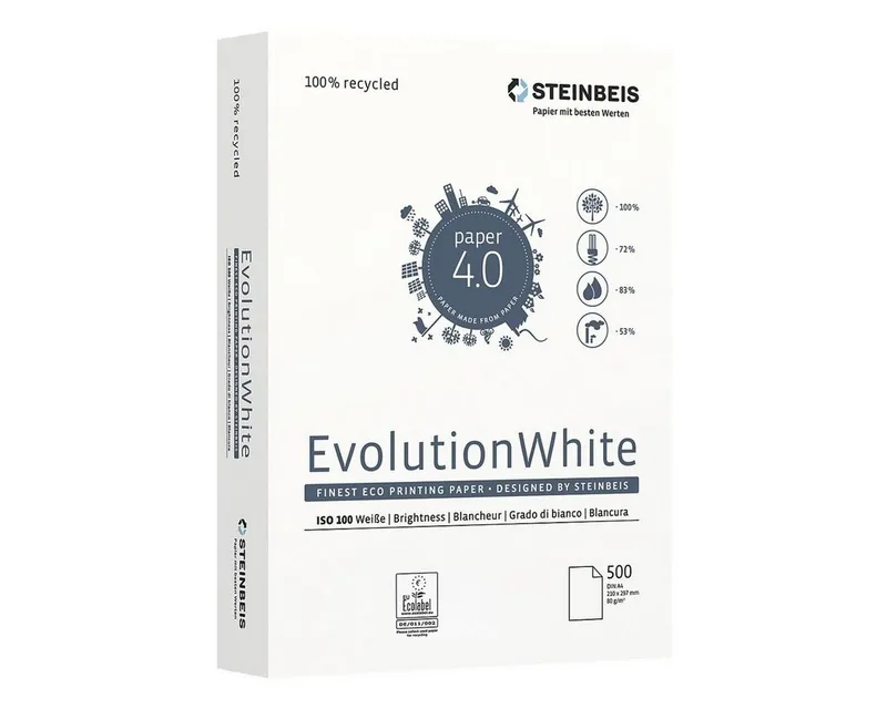 Steinbeis 500 Blatt Steinbeis Recycling-Kopierpapier "No.4, EvolutionWhite" DIN A4 – Produktbild 6 von 7