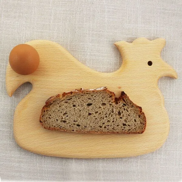 Mitienda Shop Mitienda Shop Frühstücksbrettchen mit Tiermotiv Igel / Huhn – Produktbild 3 von 3