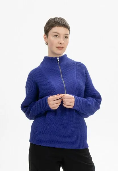 MELA MELA Rippstrick Troyer Style KIMAYA aus 100% Bio-Baumwolle, Bold blue, – Produktbild 1 von 4