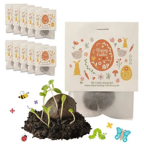 Ideenverlag Hamburg Ideenverlag Hamburg 10 „Happy Easter“ Samenbomben im Tütchen mit Wildblumensaatgut – Produktbild 4 von 4