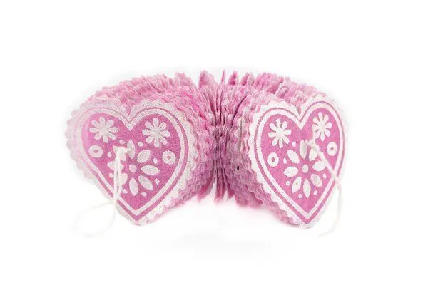 El Puente El Puente Girlande "Herzen" | Fair Trade & Handmade aus Bangladesch, Rosa, – Produktbild 2 von 3