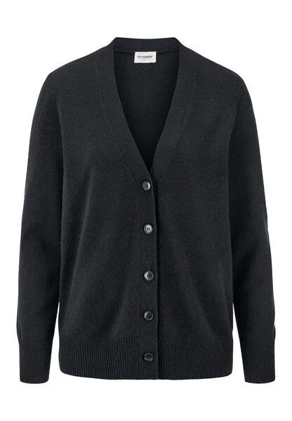 hessnatur hessnatur Strickjacke Relaxed aus Bio-Schurwolle mit Cashmere, Schwarz, – Produktbild 3 von 4