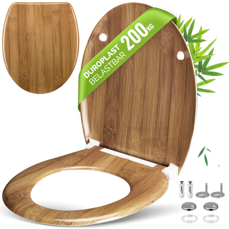Casaria® Toilettensitz Bambus mit Absenkautomatik, Braun, – Produktbild 1 von 2