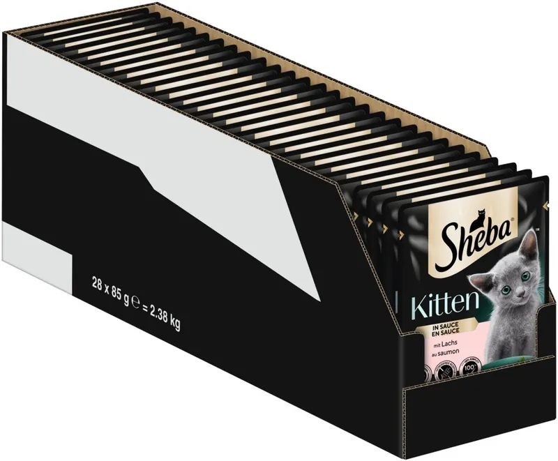 Sheba Sheba SHEBA® Portionsbeutel Kitten mit Lachs in Sauce 28 x 85g, Nassfutter für: Katze – Produktbild 1 von 2