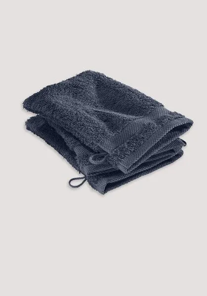 hessnatur hessnatur Waschhandschuh im 3er-Pack aus reiner Bio-Baumwolle, Tintenblau, – Produktbild 1 von 3