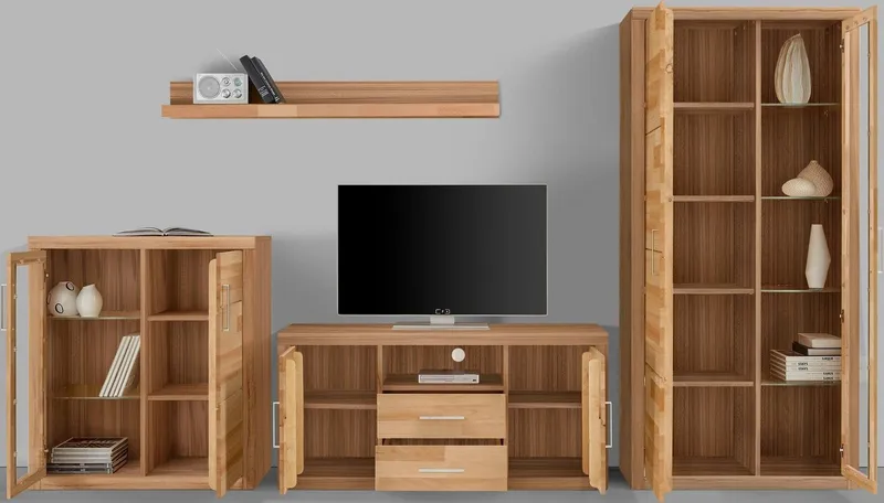 OTTO home Wohnwand Logo, (Set, 4-St), teilmassives Holz, Braun, – Produktbild 8 von 8