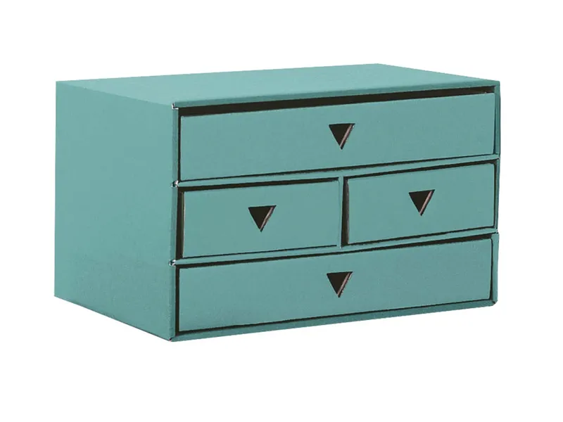 Schubladenbox "Color" aus Karton, 4 Fächer, für DIN A4/A5, Mint, – Produktbild 1 von 1