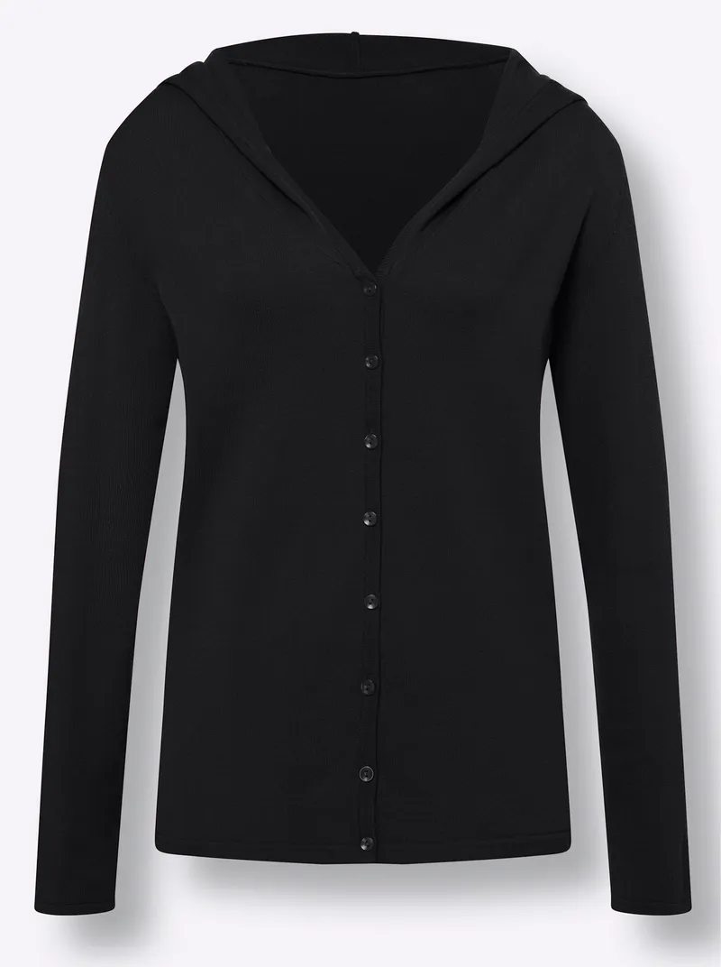 heine Kapuzenstrickjacke, Schwarz, – Produktbild 1 von 2