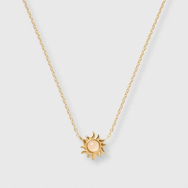 fejn jewelry fejn jewelry Kette 'precious sun' in Sonnenform, Rosenquarz / gold, – Produktbild 1 von 3
