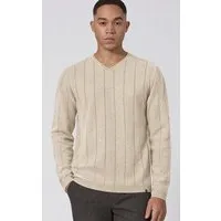 HempAge HempAge Gestreifter Strickpullover Hanf/Biobaumwolle Normal Fit, Gobi (beige), – Produktbild 1 von 1