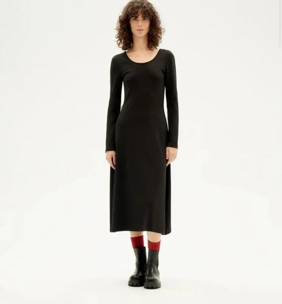 thinking mu thinking mu leger schickes Kleid- SORAYA- aus ECOVERO Viskose, Schwarz, – Produktbild 2 von 4