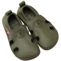 Pololo Pololo Barfußschuh "Sommer" aus pflanzlich gegerbtem Leder mit Gummisohle, Größen 20-34, Grün, – Produktbild 1 von 1
