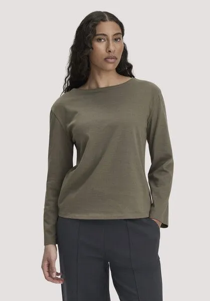 hessnatur hessnatur Heavy Jersey Longsleeve Relaxed aus reiner Bio-Baumwolle, Silbergrün, – Produktbild 1 von 4