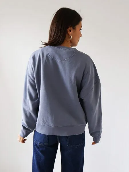 Kultgut Kultgut Biofair-Pulloversweater im Boxistyle / structure of mushroom, Blaugrau, – Produktbild 8 von 8