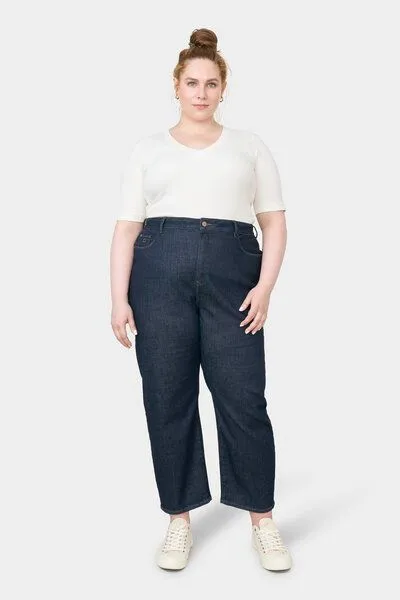 DAWN Damen Jeans STARDUST High Waist O-Shape DAWN Bio-Baumwolle Curvy, Dark indigo, – Produktbild 2 von 5