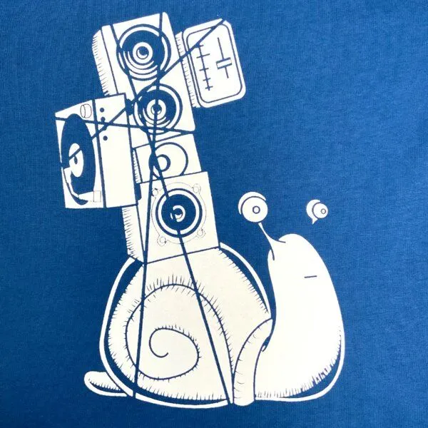 Spangeltangel Spangeltangel T-Shirt "Soundschnecke", Kinder, Bio-Baumwolle, Siebdruck, Musik, bedruckt, Blau, – Produktbild 2 von 4