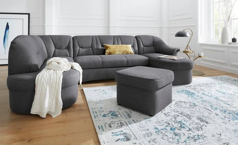 DOMO collection Polsterhocker SARAFINA 61x61 cm, hochwertig und komfortabel, Grau, – Produktbild 3 von 5