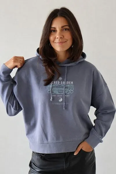 Kultgut Kultgut Kuschelig weich- Vintagelook- Hoodie/ Sacred Garden, Blaugrau, – Produktbild 2 von 3