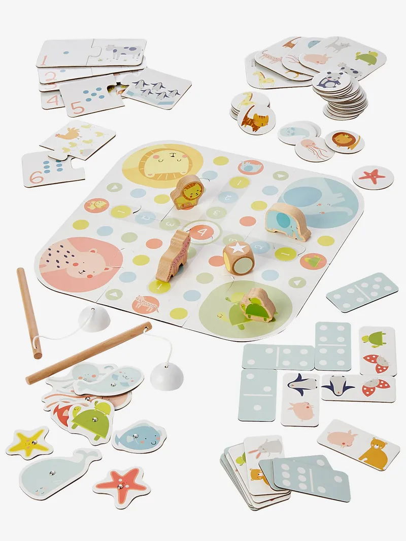 Vertbaudet 7 Gesellschaftsspiele für Kinder, Mehrfarbig, – Produktbild 1 von 4