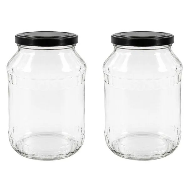 mikken mikken 2 Einmachgläser 2650 ml mit Deckel (TO100), Schwarz, – Produktbild 1 von 4